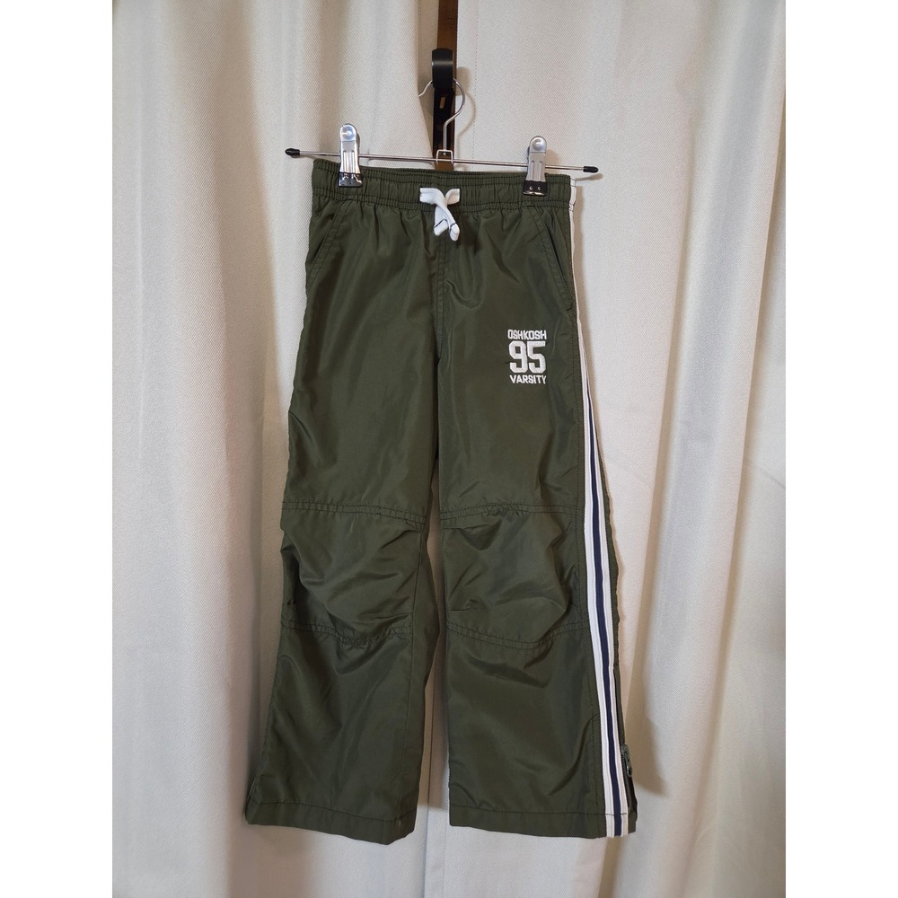 OshKosh Bgosh Boys Olive Green Varsity Track Pants Lined Size 4